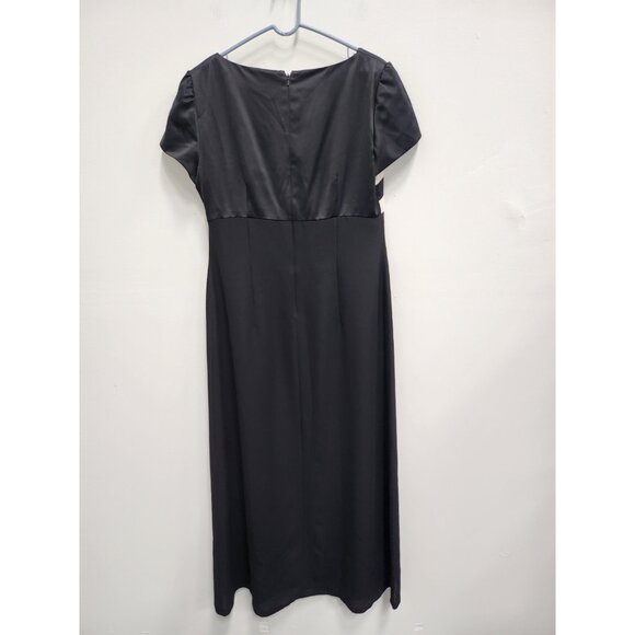 VTG Liz Claiborne Night Womens Maxi Dress Size 16 Black Short Sleeve Cocktail - Picture 8 of 8